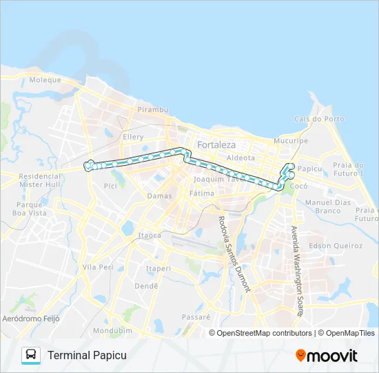 222 ANTÔNIO BEZERRA / BRT / ANTÔNIO SALES / PAPICU Bus Line Map