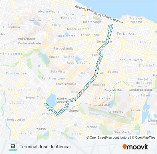 Mapa da linha 411 LAGOA / MONTESE / CENTRO de ônibus