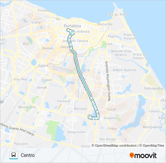 Mapa de 600 EXPRESSO / MESSEJANA / FREI CIRILO / BRT / CENTRO de autobús