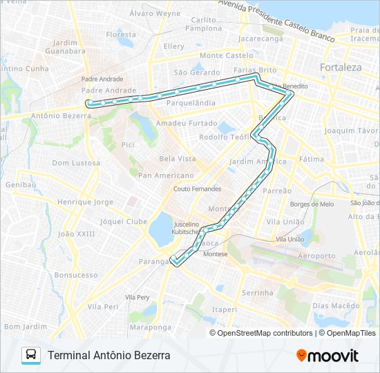 Mapa da linha 244 ANTÔNIO BEZERRA / MONTESE / PARANGABA de ônibus