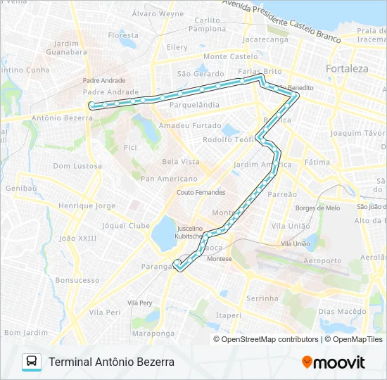244 ANTÔNIO BEZERRA / MONTESE / PARANGABA Bus Line Map