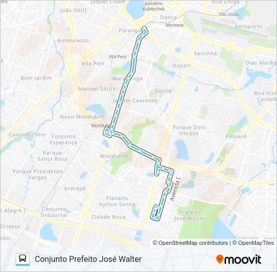 377 JOSÉ WALTER / AV. J / PARANGABA Bus Line Map