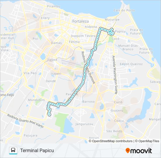 Mapa da linha 680 JOSÉ WALTER / CIDADE JARDIM / PAPICU de ônibus