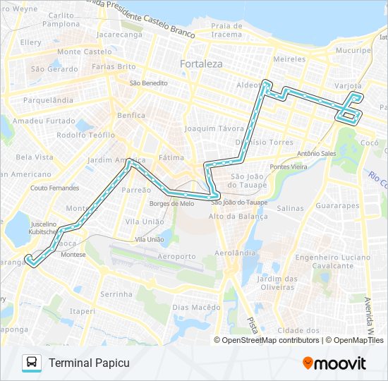 Mapa da linha 044 PARANGABA / MONTESE / PAPICU de ônibus