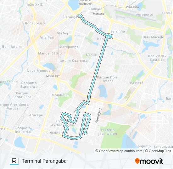 095 CORUJÃO / JOSÉ WALTER / PARANGABA Bus Line Map