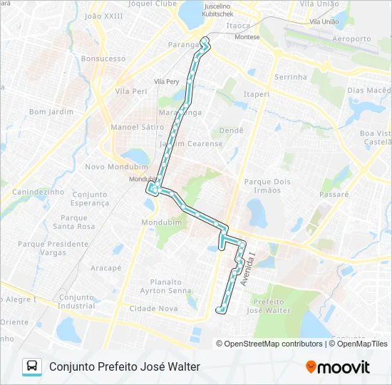 095 CORUJÃO / JOSÉ WALTER / PARANGABA Bus Line Map