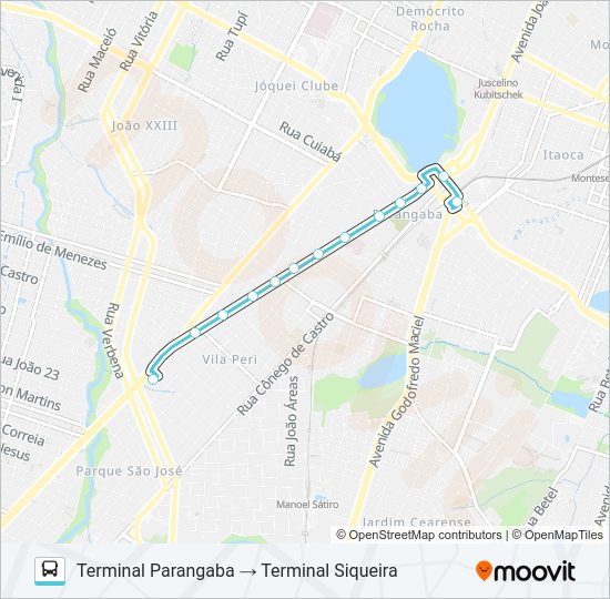 Mapa da linha 063 CORUJÃO / BOM JARDIM / SIQUEIRA / PARANGABA de ônibus