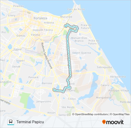 Mapa da linha 053 MESSEJANA / WASHINGTON SOARES / PAPICU de ônibus