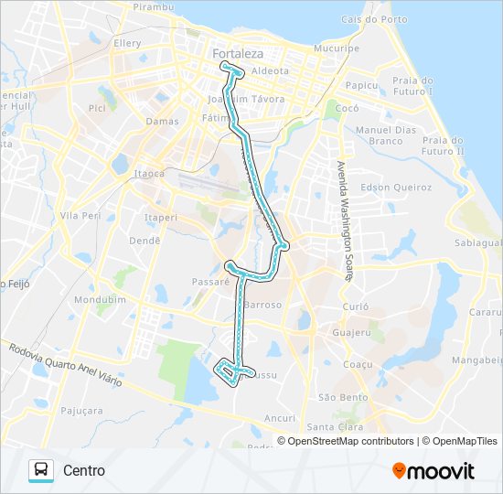 Mapa da linha 660 CONJUNTO PALMEIRAS / BRT / CENTRO de ônibus