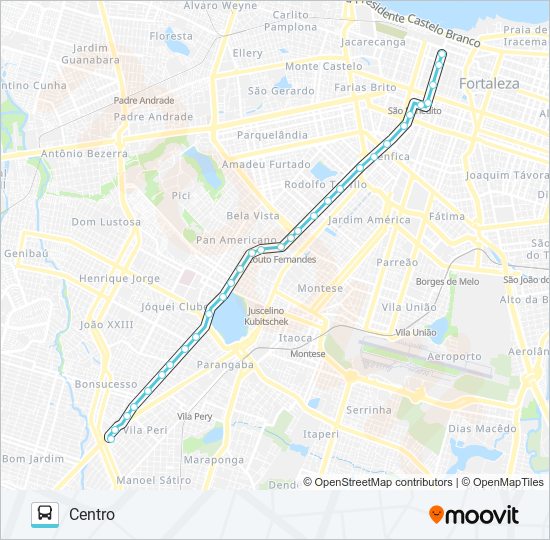 Mapa da linha 300 EXPRESSO / SIQUEIRA / CENTRO de ônibus
