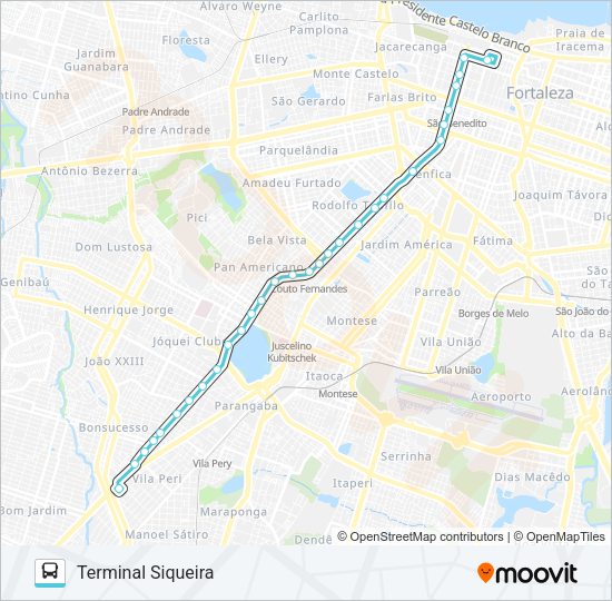 Mapa da linha 300 EXPRESSO / SIQUEIRA / CENTRO de ônibus