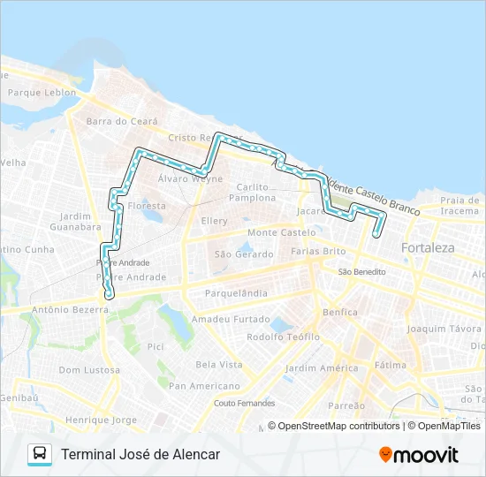 057 CORUJÃO / ANTÔNIO BEZERRA / JARDIM IRACEMA / CENTRO Bus Line Map