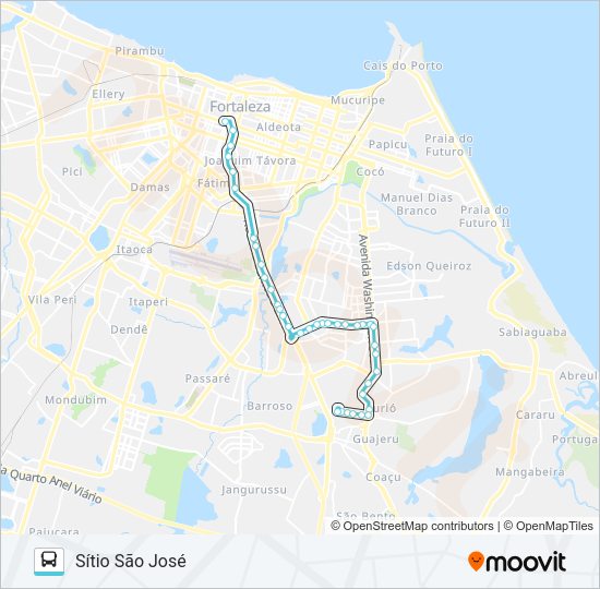Mapa da linha 609 SÍTIO SÃO JOSÉ / CIDADE DOS FUNCIONÁRIOS / BRT / CENTRO de ônibus