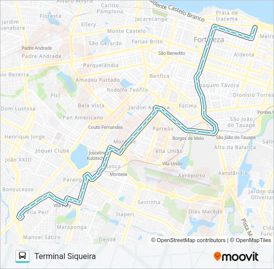 073 SIQUEIRA / BRT / PRAIA DE IRACEMA Bus Line Map