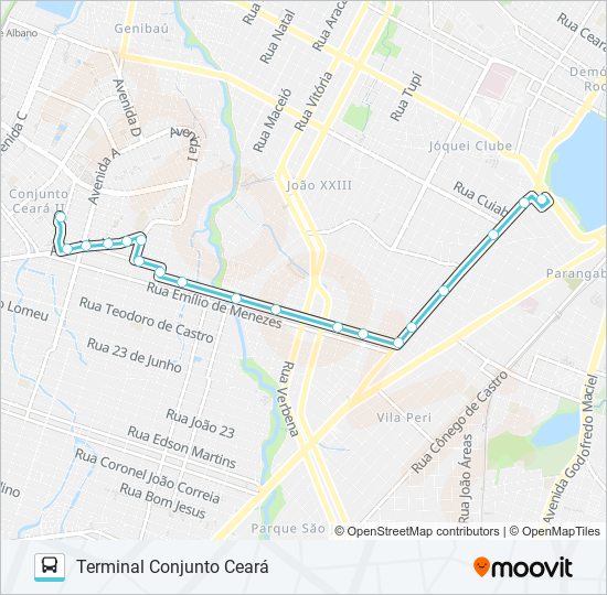 Mapa da linha 083 CONJUNTO CEARÁ / AUGUSTO DOS ANJOS / LAGOA de ônibus