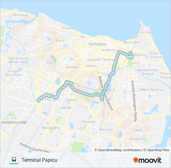 Mapa da linha 027 SIQUEIRA / AEROPORTO / PAPICU de ônibus