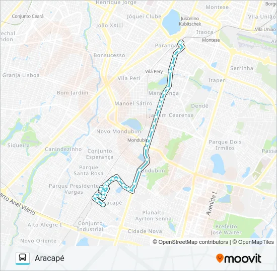 372 ARACAPÉ I / PARANGABA Bus Line Map