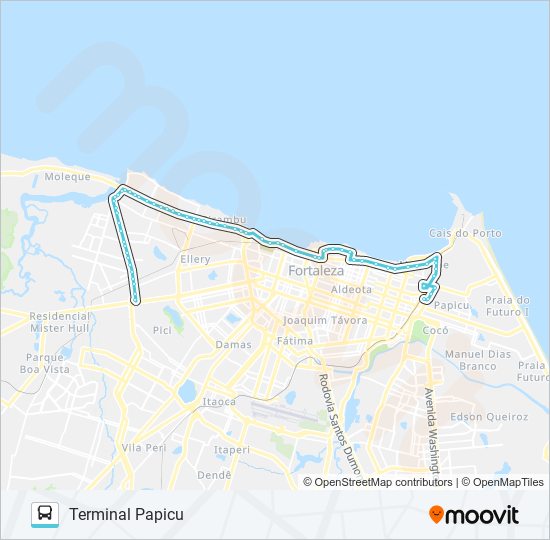 Mapa da linha 092 ANTÔNIO BEZERRA / PRAIA DE IRACEMA / PAPICU de ônibus