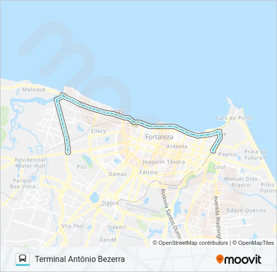 092 ANTÔNIO BEZERRA / PRAIA DE IRACEMA / PAPICU Bus Line Map