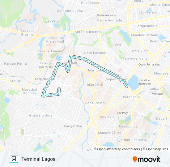 Mapa da linha 043 CONJUNTO CEARÁ / FERNANDES TÁVORA / LAGOA de ônibus