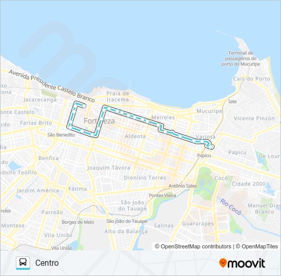 Mapa da linha 901 PAPICU / DOM LUÍS / CENTRO de ônibus