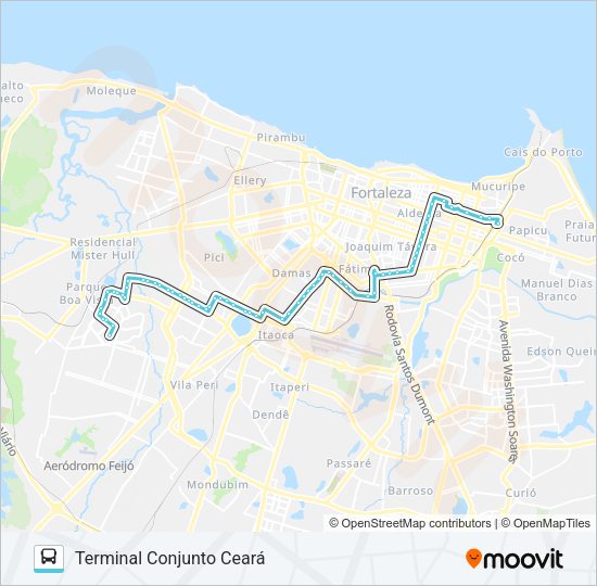 Mapa da linha 045 CONJUNTO CEARÁ / MONTESE / PAPICU de ônibus