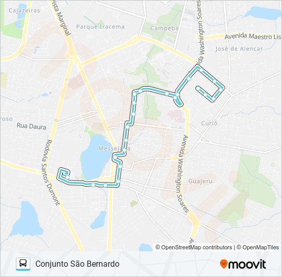 Mapa da linha 686 CONJUNTO SÃO BERNARDO / MESSEJANA de ônibus