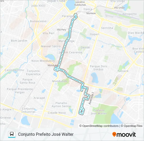 347 JOSÉ WALTER / AV. L / PARANGABA Bus Line Map