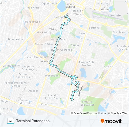 347 JOSÉ WALTER / AV. L / PARANGABA Bus Line Map