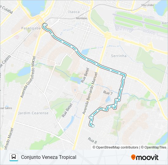 339 CONJUNTO VENEZA TROPICAL / MIRASOL I / PARANGABA bus Line Map