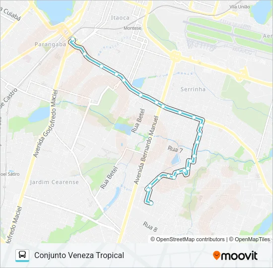339 CONJUNTO VENEZA TROPICAL / MIRASOL I / PARANGABA Bus Line Map
