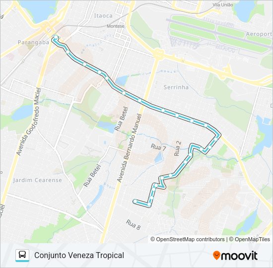 Mapa da linha 349 CONJUNTO VENEZA TROPICAL / MIRASOL II / PARANGABA de ônibus