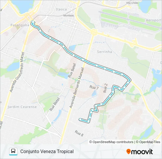 349 CONJUNTO VENEZA TROPICAL / MIRASOL II / PARANGABA Bus Line Map