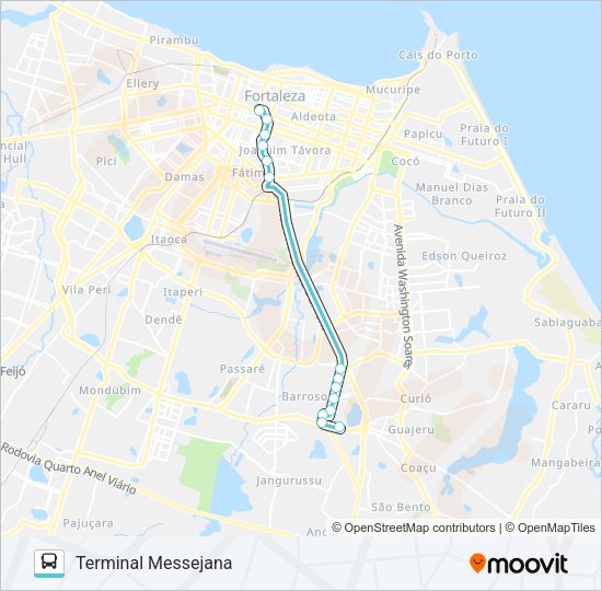 Mapa da linha 650 EXPRESSO / MESSEJANA / BR-116 / BRT / CENTRO de ônibus