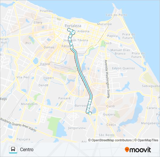 Mapa da linha 650 EXPRESSO / MESSEJANA / BR-116 / BRT / CENTRO de ônibus