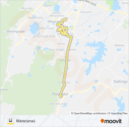 Mapa da linha 32502 PACATUBA / MARACANAÚ VIA SHOPPING de ônibus