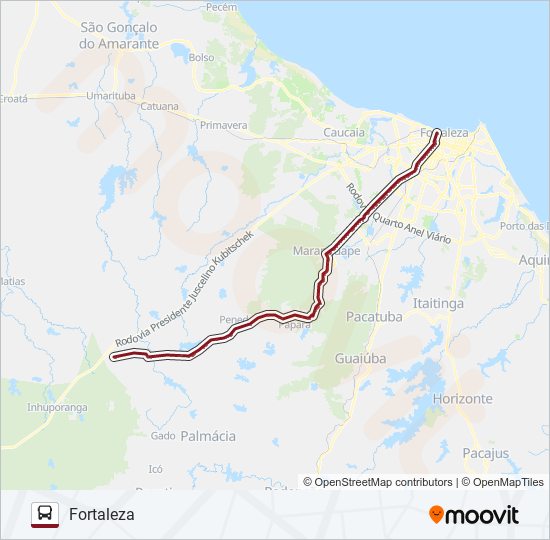 Mapa da linha 32305 ITAPEBUSSU / FORTALEZA de ônibus