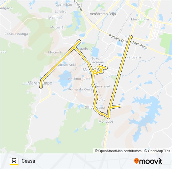 Mapa da linha 32501 MARANGUAPE / CEASA de ônibus