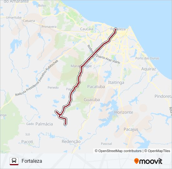 Mapa da linha 32304 FORTALEZA / ITACIMA VIA LADEIRA GRANDE de ônibus