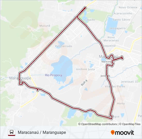 Mapa da linha 32504 MARANGUAPE / MARACANAÚ de ônibus