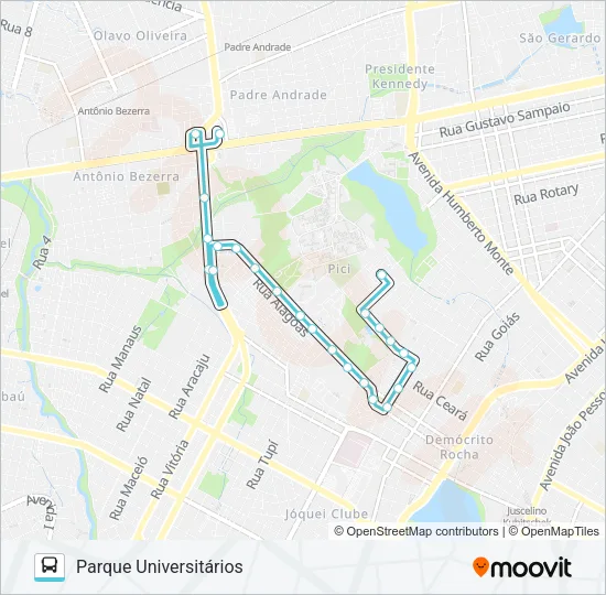 243 PARQUE UNIVERSITÁRIOS / ANTÔNIO BEZERRA Bus Line Map