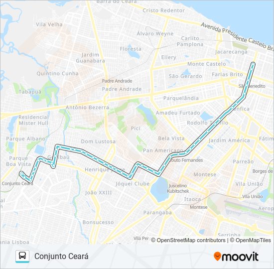 Mapa de 709 CONJUNTO CEARÁ / CENTRO de autobús