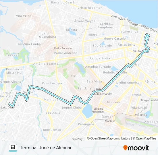 709 CONJUNTO CEARÁ / CENTRO Bus Line Map