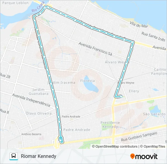 706 NORTH SHOPPING / LESTE-OESTE / ANTÔNIO BEZERRA Bus Line Map