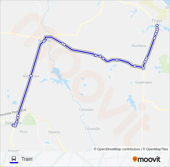 25105 TRAIRÍ / ITAPIPOCA / VIA CE-085 Bus Line Map