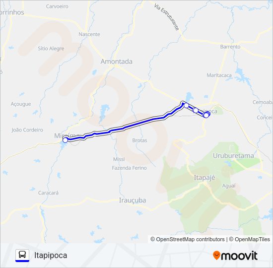 Mapa da linha 25101 MIRAÍMA / ITAPIPOCA de ônibus