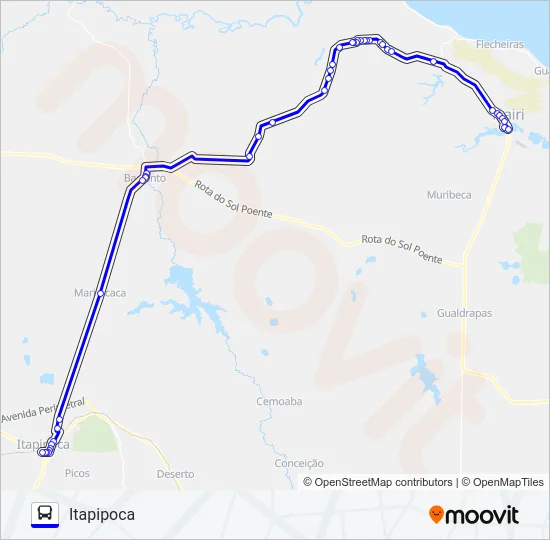25114 TRAIRÍ / ITAPIPOCA / VIA CANAÃ Bus Line Map