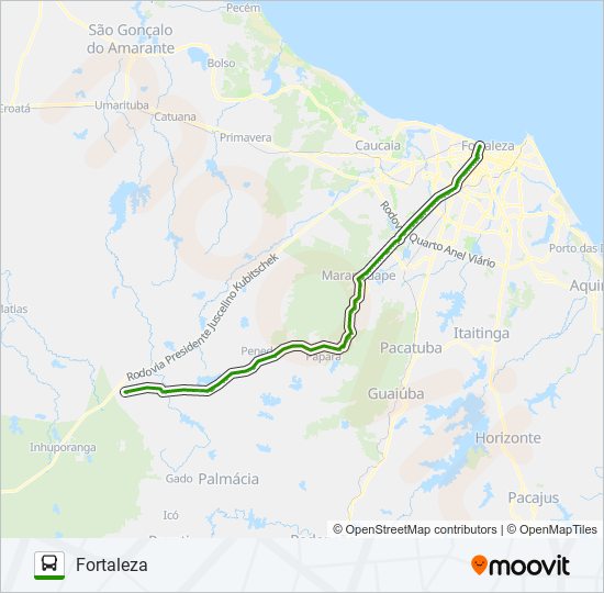 Mapa da linha 32305 ITAPEBUSSU / FORTALEZA de ônibus