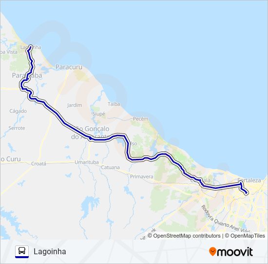 Mapa da linha 20411 FORTALEZA / BOA VISTA / VIA LAGOINHA de ônibus