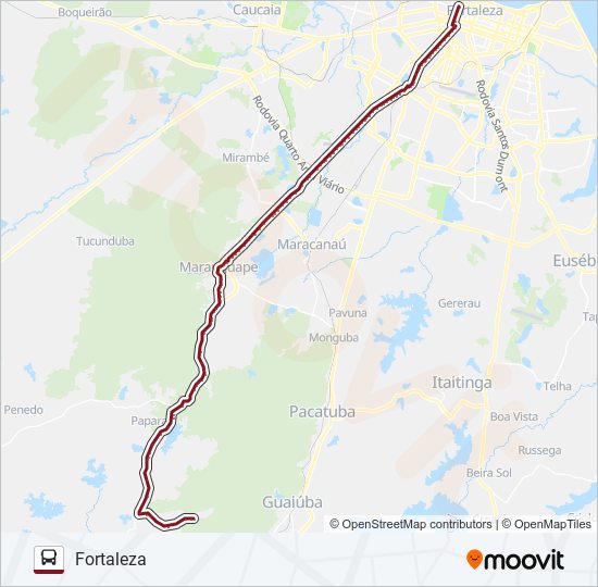 Mapa da linha 32301 FORTALEZA / JUBAIA / PÉ DA SERRA de ônibus